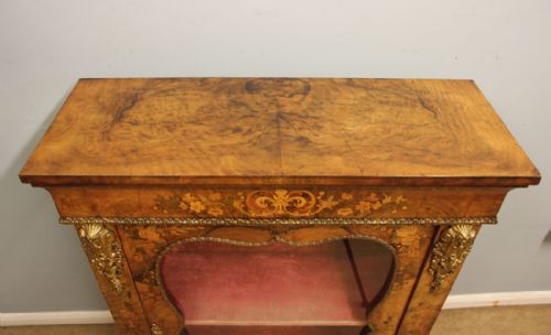 ANTIQUE VICTORIAN WALNUT MARQUETRY PIER DISPLAY CABINET - ADDITIONAL PHOTO 5