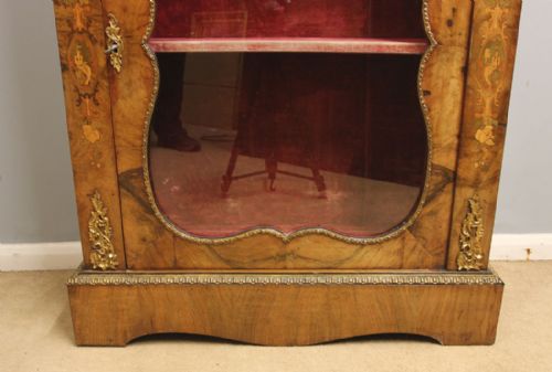 ANTIQUE VICTORIAN WALNUT MARQUETRY PIER DISPLAY CABINET - ADDITIONAL PHOTO 6