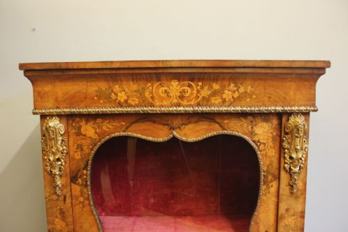ANTIQUE VICTORIAN WALNUT MARQUETRY PIER DISPLAY CABINET - ADDITIONAL PHOTO 9
