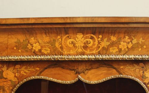 ANTIQUE VICTORIAN WALNUT MARQUETRY PIER DISPLAY CABINET - ADDITIONAL PHOTO 10