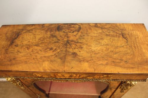 ANTIQUE VICTORIAN WALNUT MARQUETRY PIER DISPLAY CABINET - ADDITIONAL PHOTO 12