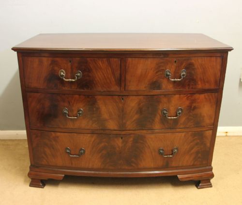 ANTIQUE MAHOGANY BOW FRONT CHEST OF DRAWERS