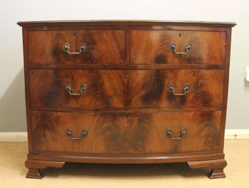 ANTIQUE MAHOGANY BOW FRONT CHEST OF DRAWERS - ADDITIONAL PHOTO 1