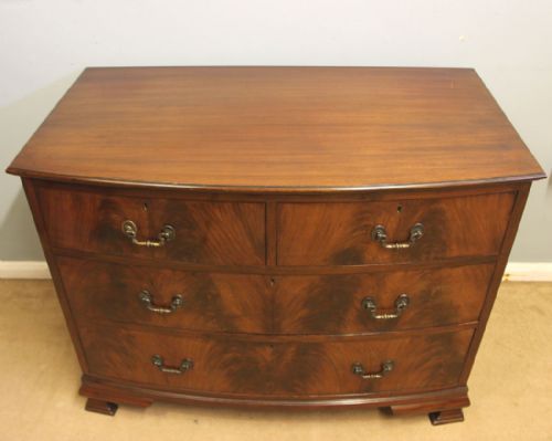 ANTIQUE MAHOGANY BOW FRONT CHEST OF DRAWERS - ADDITIONAL PHOTO 9