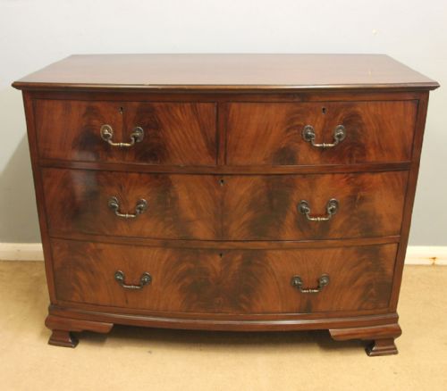ANTIQUE MAHOGANY BOW FRONT CHEST OF DRAWERS - ADDITIONAL PHOTO 11