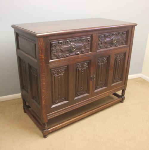 fig 1. Antique Carved Oak Side Cabinet / Dresser