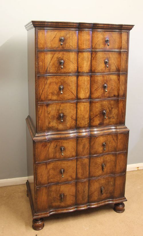Quality Antique Figured Walnut Chest of Drawers Chest on Chest Tallboy