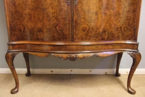 ANTIQUE BURR WALNUT SIDE CABINET SIDEBOARD - ADDITIONAL PHOTO 4