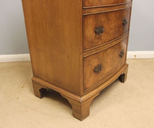 ANTIQUE BURR WALNUT BOW FRONT CHEST OF DRAWERS - ADDITIONAL PHOTO 5