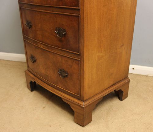 ANTIQUE BURR WALNUT BOW FRONT CHEST OF DRAWERS - ADDITIONAL PHOTO 6