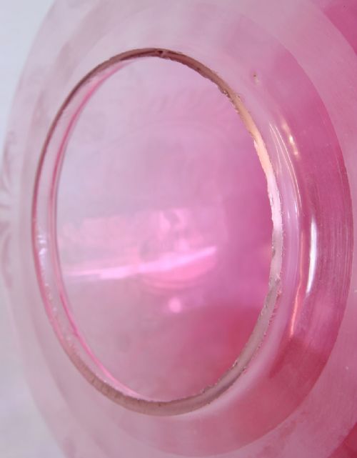 ANTIQUE CRANBERRY GLASS OIL LAMP SHADE - ADDITIONAL PHOTO 2
