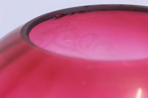 ANTIQUE CRANBERRY GLASS OIL LAMP SHADE - ADDITIONAL PHOTO 5