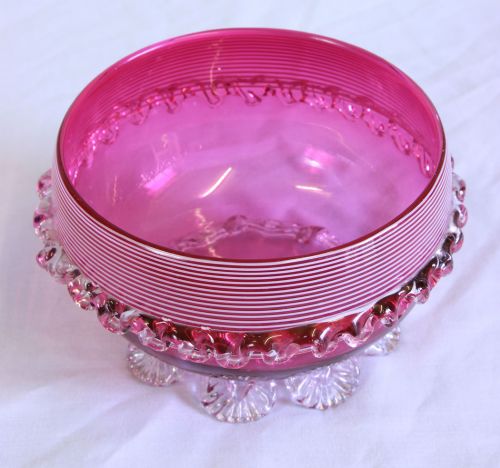 ANTIQUE CRANBERRY GLASS BOWL - ADDITIONAL PHOTO 2