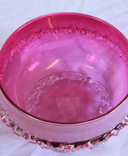 ANTIQUE CRANBERRY GLASS BOWL - ADDITIONAL PHOTO 3