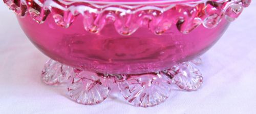 ANTIQUE CRANBERRY GLASS BOWL - ADDITIONAL PHOTO 4