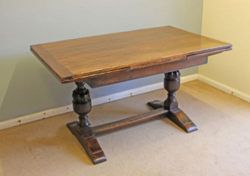 ANTIQUE OAK EXTENDING REFECTORY FARMHOUSE KITCHEN DINING TABLE - ADDITIONAL PHOTO 4