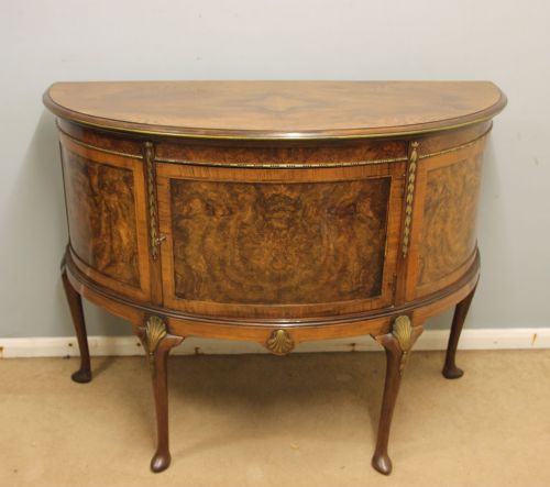 ANTIQUE WALNUT DEMI LUNE SIDE CABINET SIDEBOARD