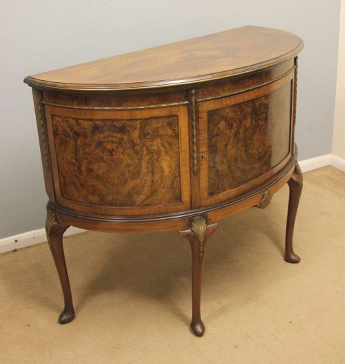 ANTIQUE WALNUT DEMI LUNE SIDE CABINET SIDEBOARD - ADDITIONAL PHOTO 1