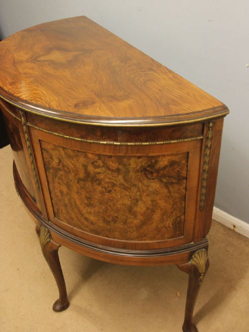 ANTIQUE WALNUT DEMI LUNE SIDE CABINET SIDEBOARD - ADDITIONAL PHOTO 4