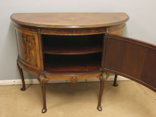 ANTIQUE WALNUT DEMI LUNE SIDE CABINET SIDEBOARD - ADDITIONAL PHOTO 5