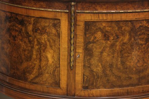 ANTIQUE WALNUT DEMI LUNE SIDE CABINET SIDEBOARD - ADDITIONAL PHOTO 6