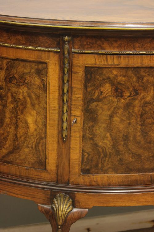 ANTIQUE WALNUT DEMI LUNE SIDE CABINET SIDEBOARD - ADDITIONAL PHOTO 7