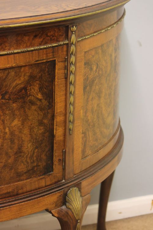 ANTIQUE WALNUT DEMI LUNE SIDE CABINET SIDEBOARD - ADDITIONAL PHOTO 8