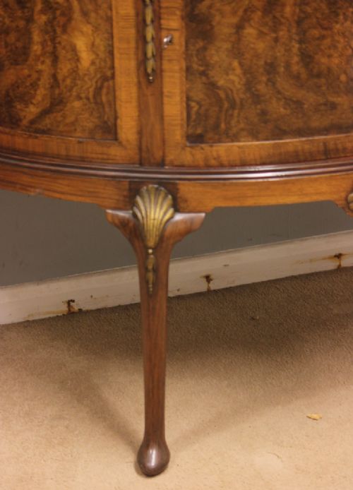 ANTIQUE WALNUT DEMI LUNE SIDE CABINET SIDEBOARD - ADDITIONAL PHOTO 9