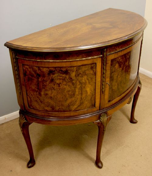 ANTIQUE WALNUT DEMI LUNE SIDE CABINET SIDEBOARD - ADDITIONAL PHOTO 10
