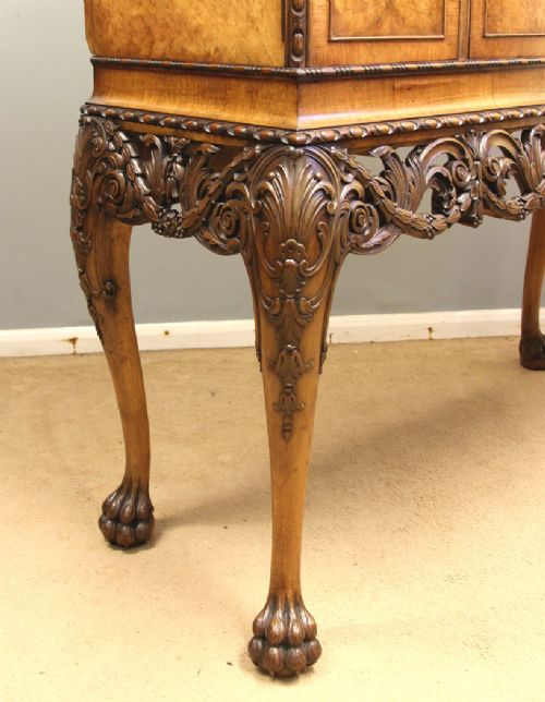ANTIQUE BURR WALNUT THREE DOOR SIDE CABINET - ADDITIONAL PHOTO 11