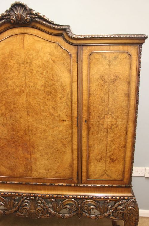 ANTIQUE BURR WALNUT THREE DOOR SIDE CABINET - ADDITIONAL PHOTO 12