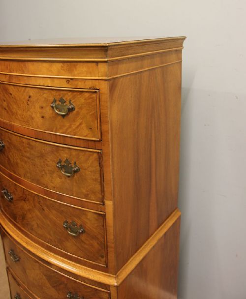 ANTIQUE BURR WALNUT CHEST ON CHEST OF DRAWERS - ADDITIONAL PHOTO 4