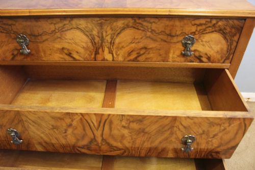 ANTIQUE FIGURED WALNUT CHEST OF DRAWERS - ADDITIONAL PHOTO 9