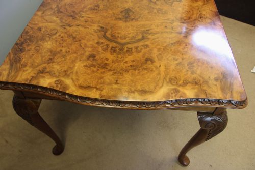 ANTIQUE BURR WALNUT QUEEN ANNE STYLE DINING TABLE - ADDITIONAL PHOTO 2