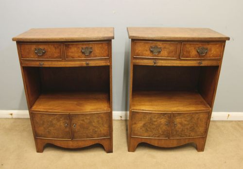 Pair Antique Burr Walnut Bedside Cabinets