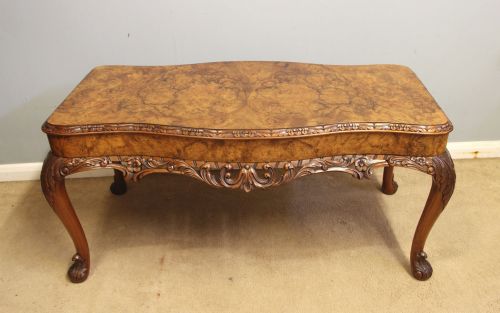 Antique Queen Anne Style Burr Walnut Coffee Table