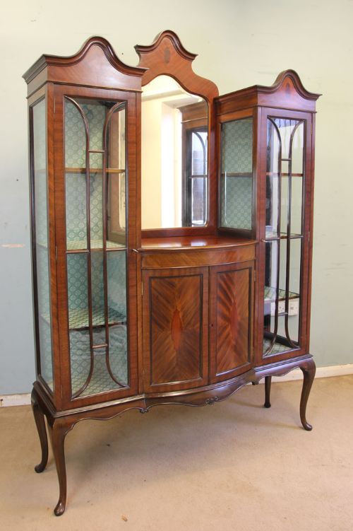 Antique Mahogany Inlaid Display Cabinet