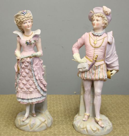 Fine Pair Large Antique Bisque Figurines