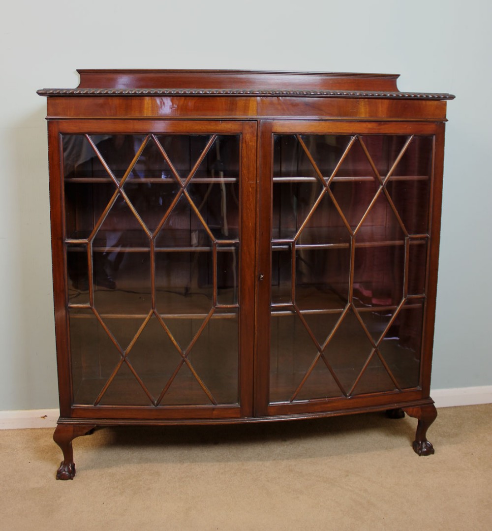 Antique Mahogany Bow Front Bookcase