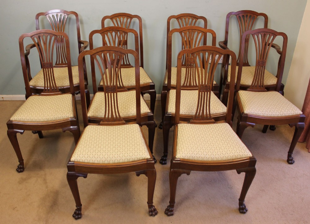 Set Ten Antique Mahogany Dining Chairs,