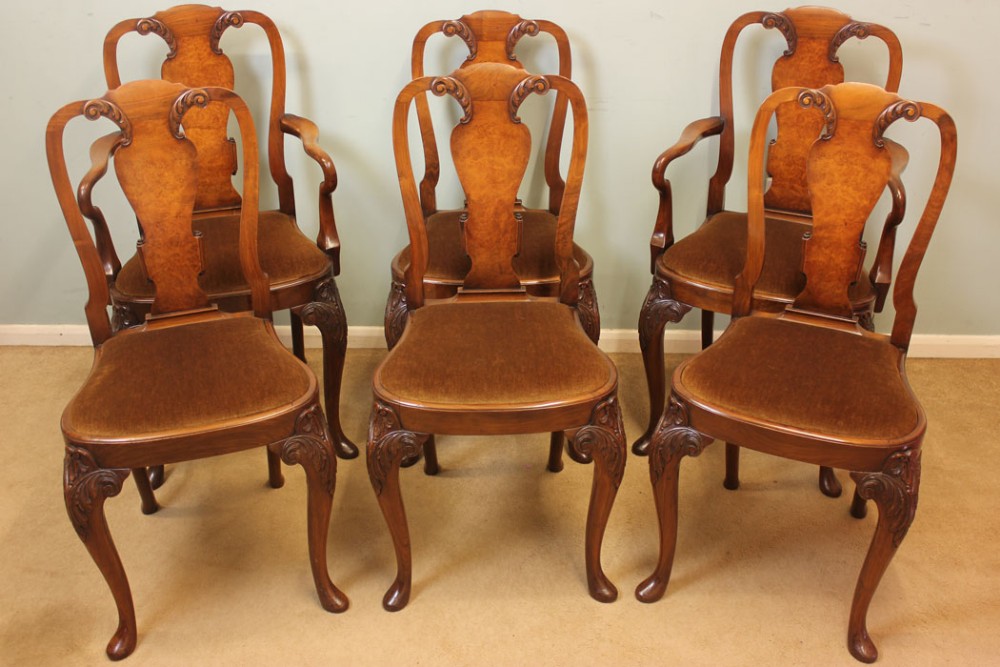 Antique Set Six walnut Dining Chairs