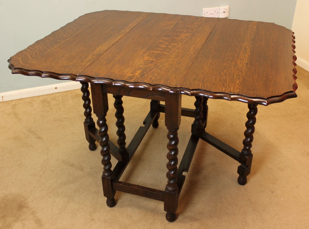 Antique Barly Twist Oak Gate Leg Table