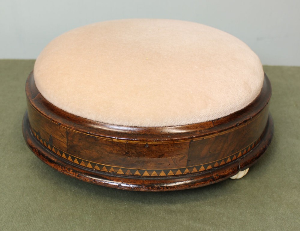 Antique Walnut Victorian Inlad Footstool