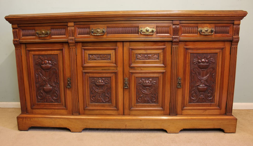 Antique Victorian Walnut Sideboard Dresser Base,