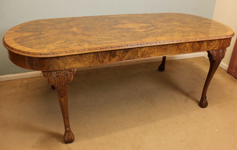 Antique Figured Walnut Dining Table