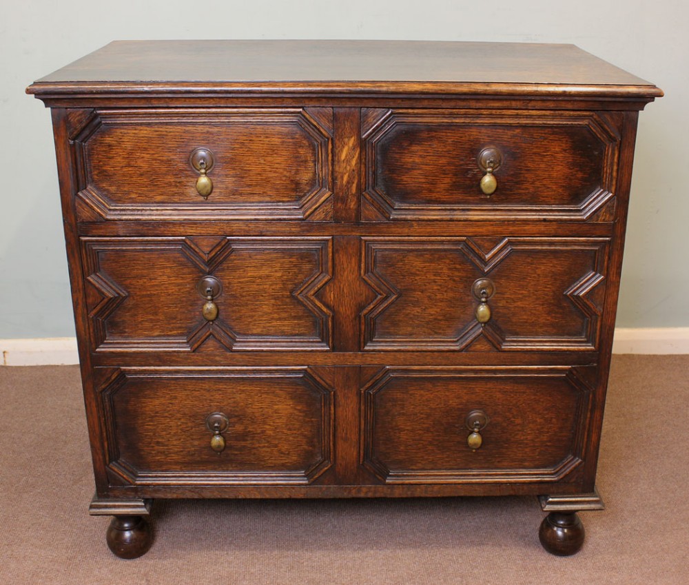 Antique Small Jacobean Style Oak Chest of Drawers