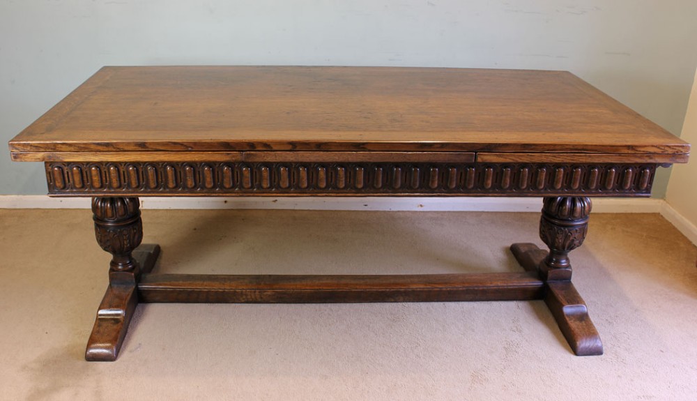 Large Oak Refectory Draw Leaf Farmhouse Dining Table