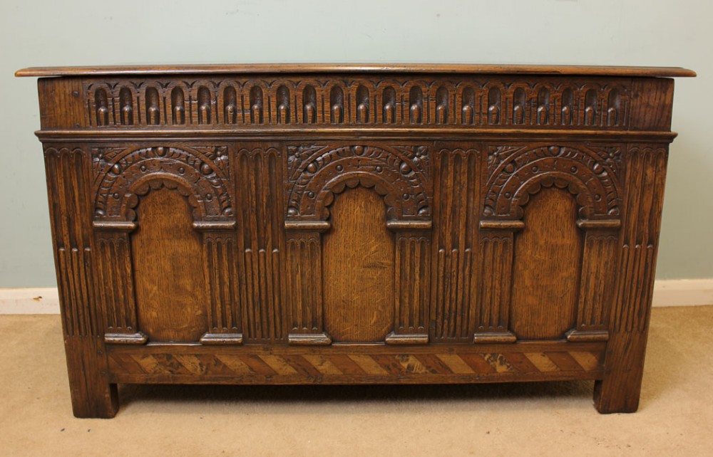 Carved Oak Coffer Blanket Chest