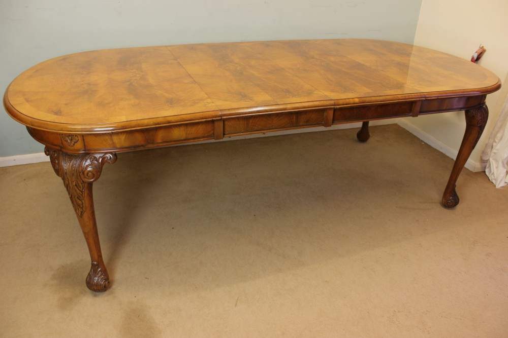 Antique Figured Walnut Extending Dining Table