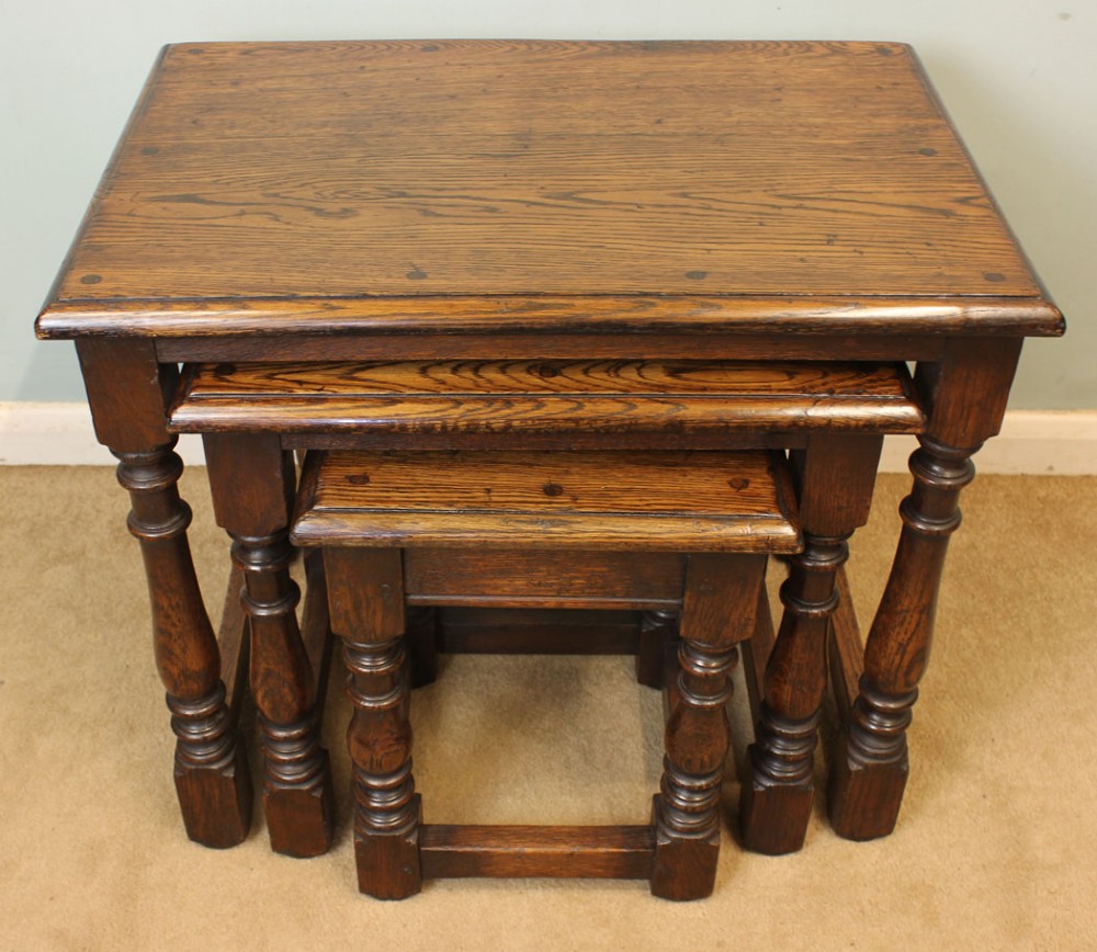 Quality Nest of Three Oak Tables